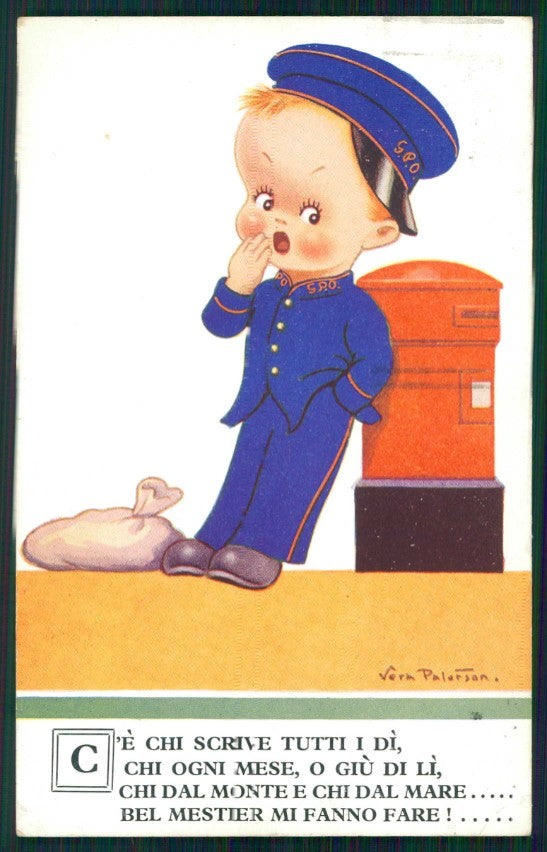 Artist Signed Vera Petersen Boy Mail Box 2707 cartolina TC0960 – fronte