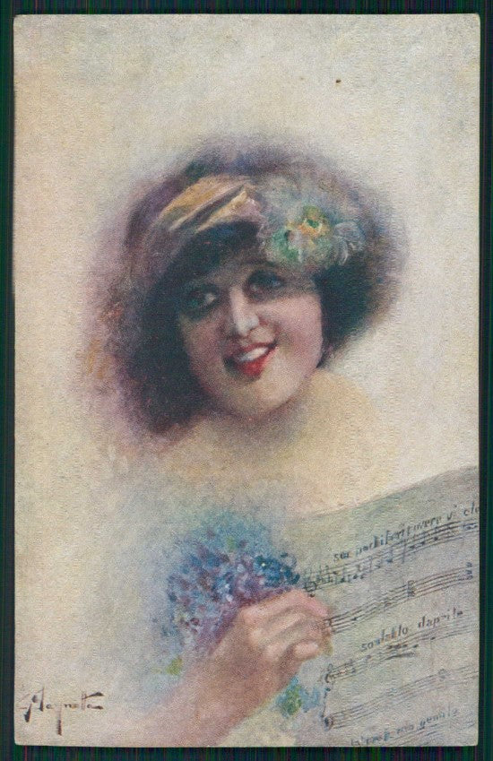 Artist Signed Pagnotta Glamour Fashion Lady cartolina TC0967 – fronte