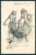Artist Signed W. H. Braun Viennoise Skating Lady cartolina TC0988 – fronte