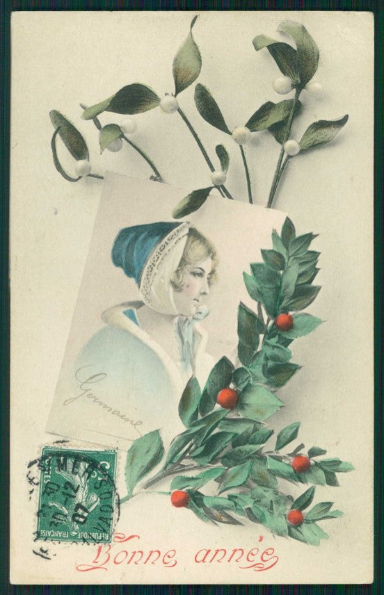 Artist Signed W. H. Braun Viennoise Lady serie 382 PIEGHINA cartolina TC0996 – fronte