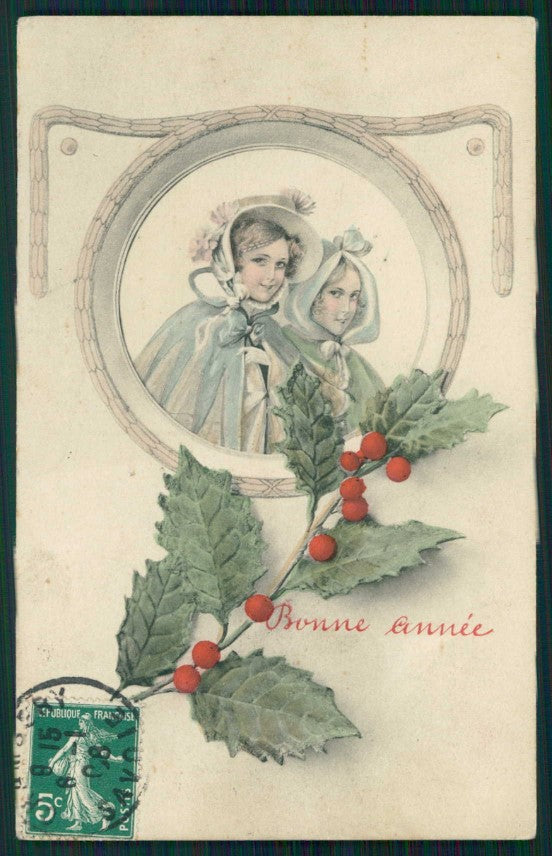 Artist Signed W. H. Braun Viennoise Lady serie 381 cartolina TC0998 – fronte