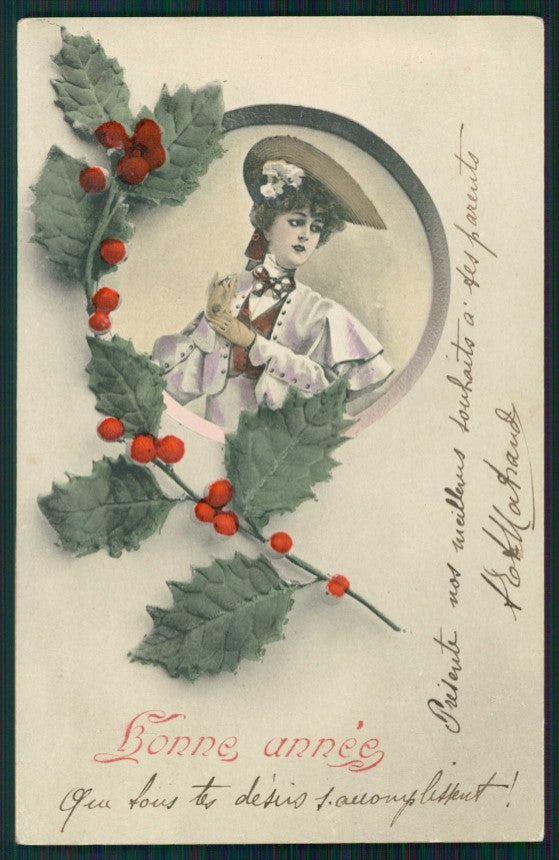Artist Signed W. H. Braun Viennoise Lady serie 380 cartolina TC1000 – fronte