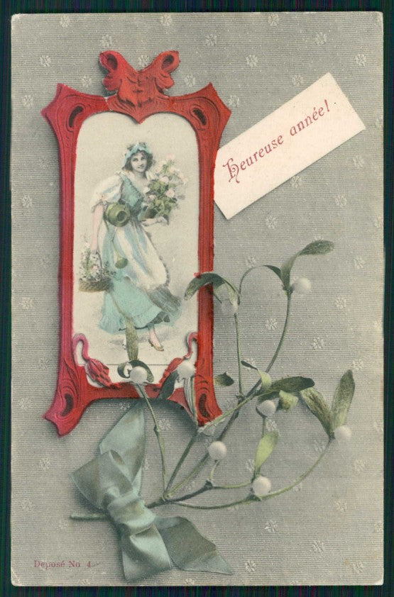 Artist Signed W. H. Braun Viennoise Lady serie 350 cartolina TC1001 – fronte
