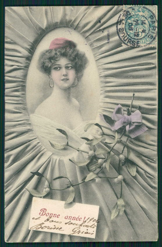 Artist Signed W. H. Braun Viennoise Lady serie 332 cartolina TC1006 – fronte
