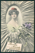 Artist Signed W. H. Braun Viennoise Lady serie 332 cartolina TC1007 – fronte