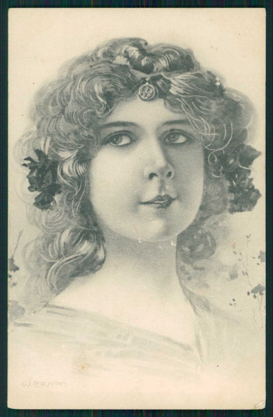 Artist Signed W. H. Braun Viennoise Lady ABRASA cartolina TC1009 – fronte