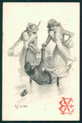 Artist Signed W. H. Braun Viennoise Skating Lady cartolina TC1010 – fronte