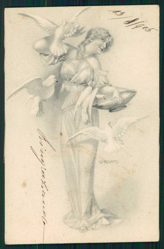 Artist Signed W. H. Braun Viennoise Lady cartolina TC1012 – fronte