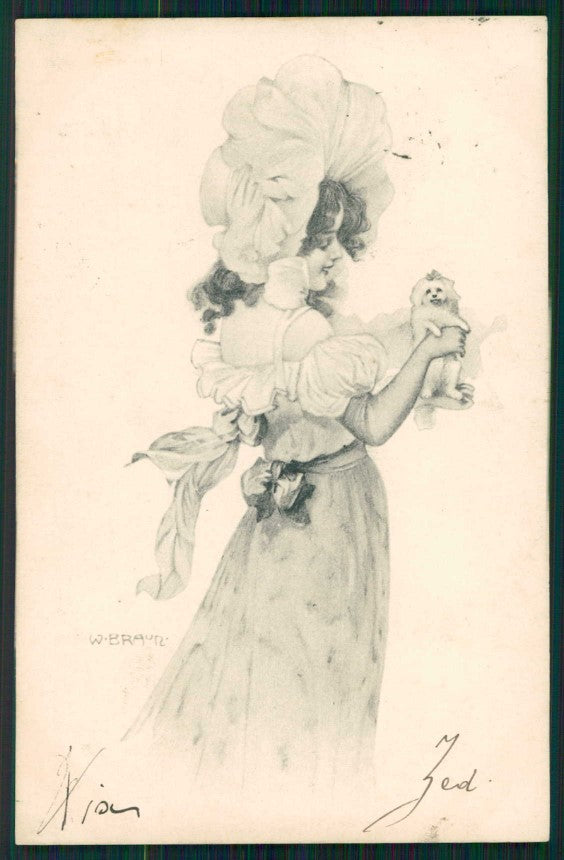 Artist Signed W. H. Braun Viennoise Lady cartolina TC1016 – fronte