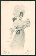 Artist Signed W. H. Braun Viennoise Lady cartolina TC1016 – fronte