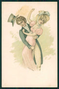 Artist Signed Ludwig Rauh Romantic Couple B K W I serie 554-2 cartolina TC1020 – fronte