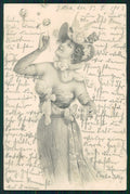 Artist Signed Ludwig Rauh Viennoise Lady cartolina TC1023 – fronte
