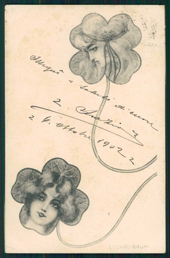 Artist Signed Ludwig Rauh Viennoise Lady cartolina TC1029 – fronte