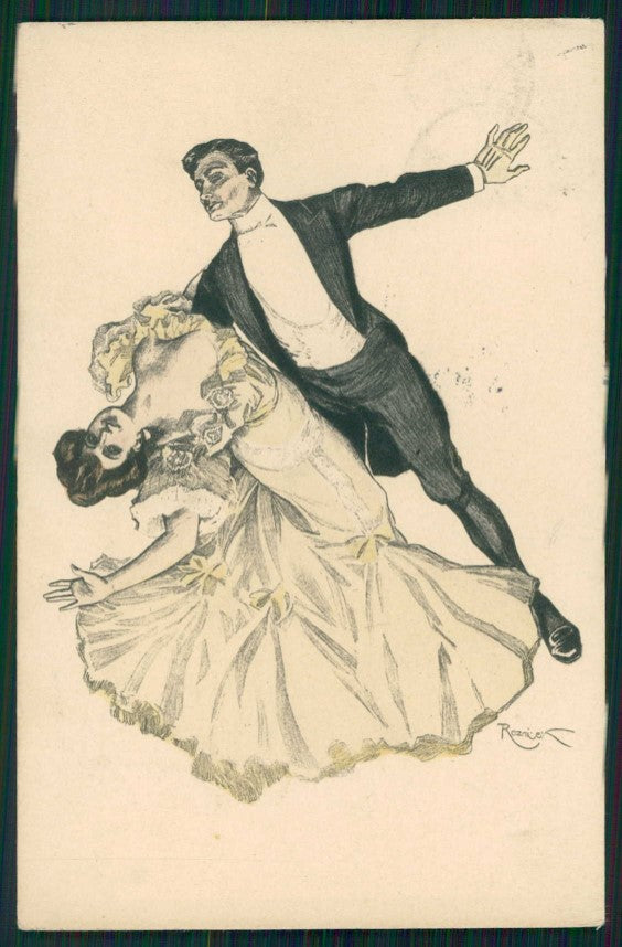 Artist Signed Reznicek Couple Simplicissimus Karte serie V-2 cartolina TC1039 – fronte
