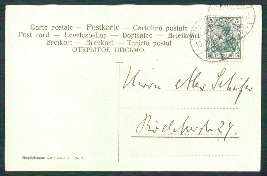 Artist Signed Reznicek Couple Simplicissimus Karte serie V-2 cartolina TC1039 – retro