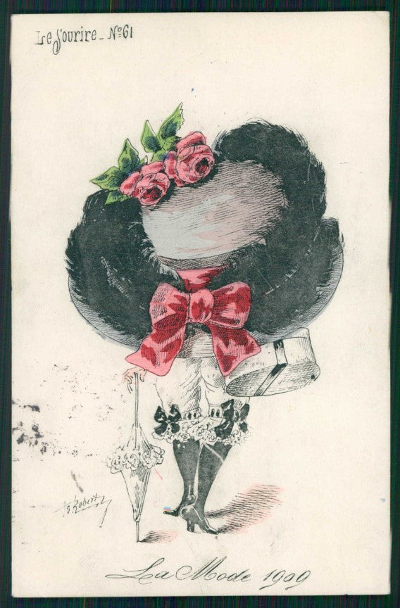 Artist Signed Roberty Glamour Fashion Lady PIEGHINA cartolina TC1044 – fronte