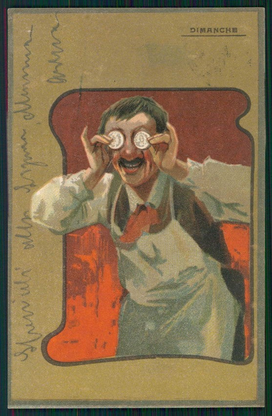 Artist Signed Art Nouveau Days of Week Settimana cartolina TC1082 – fronte