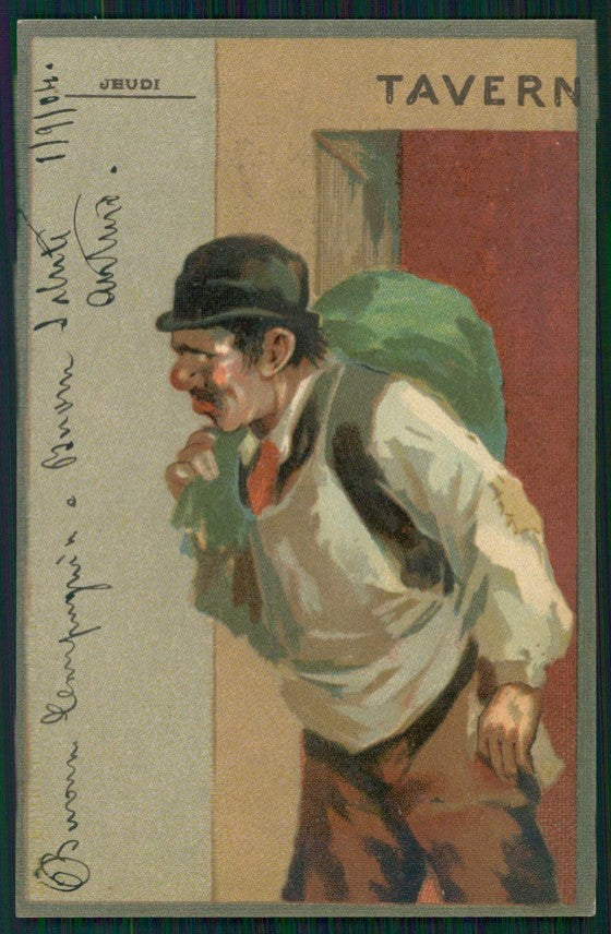 Artist Signed Art Nouveau Days of Week Settimana cartolina TC1084 – fronte