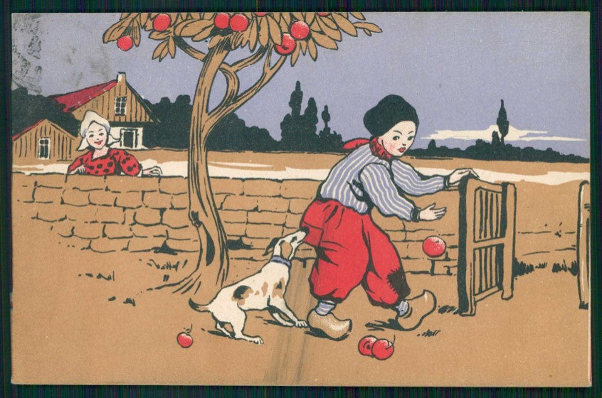 Artist Signed Dutch Children Olandesini Bambini cartolina TC1090 – fronte