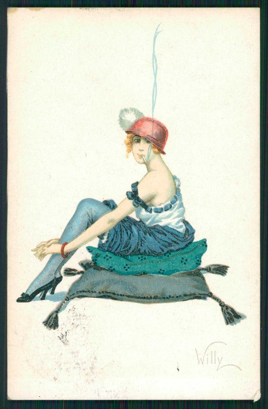 Artist Signed Willy Glamour Lady serie 1081 cartolina TC1098 – fronte