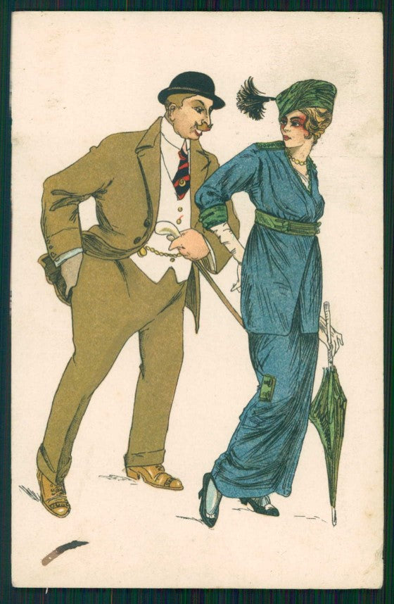 Artist Signed Art Deco Glamour Fashion Lady serie 2839-3 PIEGA cartolina TC1109 – fronte