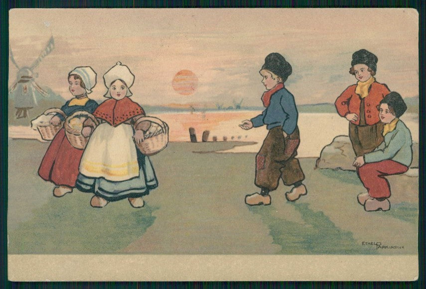 Artist Signed Parkinson Dutch Children Olandesini Dondorf 210 cartolina TC1114 – fronte
