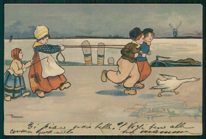 Artist Signed Parkinson Dutch Children Olandesini Dondorf 210 cartolina TC1115 – fronte