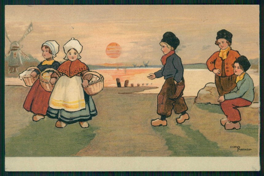 Artist Signed Parkinson Dutch Children Olandesini Dondorf 210 cartolina TC1117 – fronte