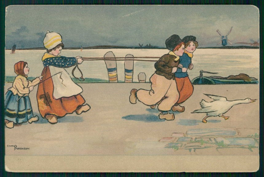 Artist Signed Parkinson Dutch Children Olandesini Dondorf 210 cartolina TC1120 – fronte
