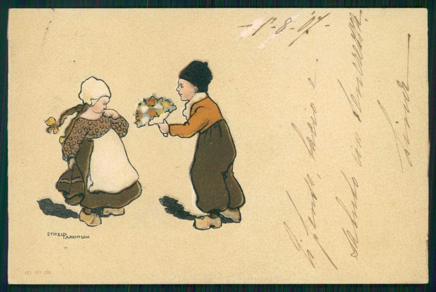Artist Signed Ethel Parkinson Children Donforf serie 126 ABRASA cartolina TC1127 – fronte