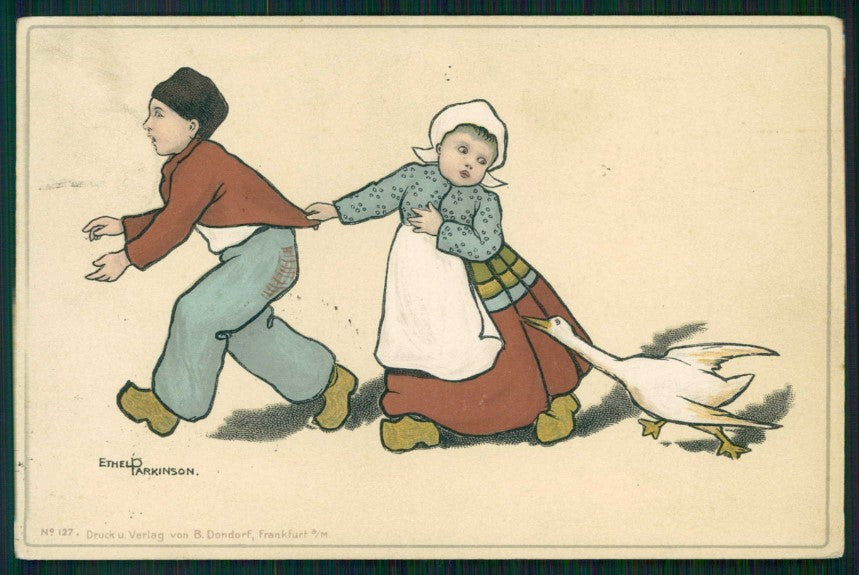 Artist Signed Parkinson Dutch Children Dondorf 127 PIEGHINE cartolina TC1130 – fronte