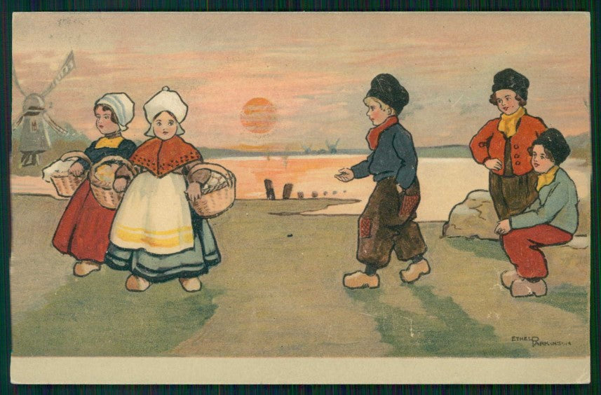 Artist Signed Parkinson Dutch Children Olandesini Dondorf 210 cartolina TC1133 – fronte