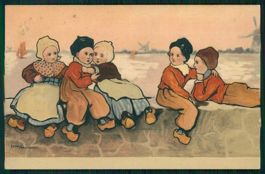 Artist Signed Parkinson Dutch Children Olandesini Dondorf 210 cartolina TC1134 – fronte