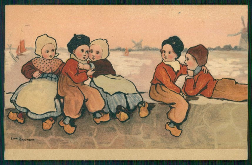 Artist Signed Parkinson Dutch Children Olandesini Dondorf 210 cartolina TC1135 – fronte