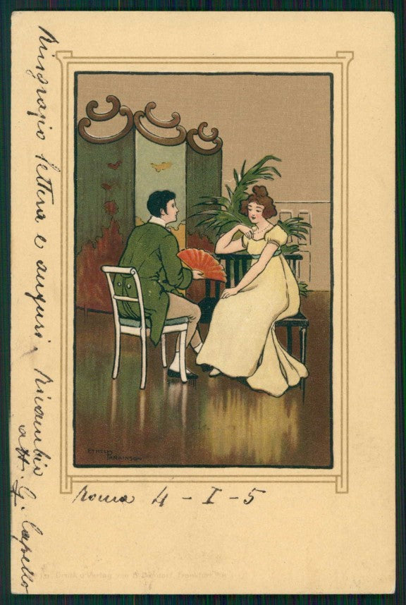 Artist Signed Ethel Parkinson Romantic Couple Donforf serie 131 cartolina TC1143 – fronte