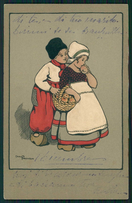 Artist Signed Parkinson Dutch Children Olandesini Dondorf 380 cartolina TC1144 – fronte