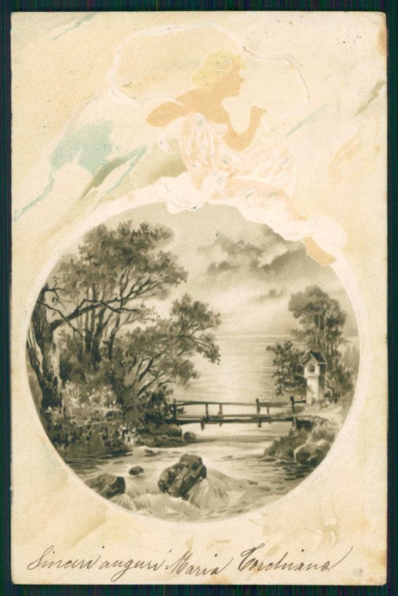 Artist Signed Art Nouveau Landscape PFB serie 2145 cartolina TC1151 – fronte