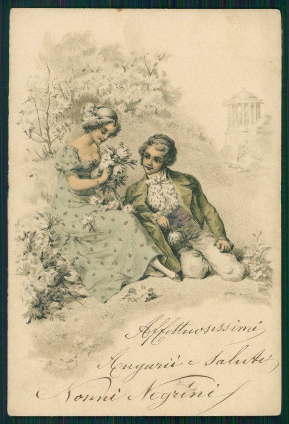 Artist Signed Romantic Couple PFB cartolina TC1158 – fronte
