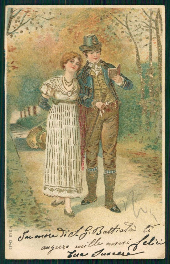 Artist Signed Romantic Couple M S i B serie 13432 cartolina TC1167 – fronte