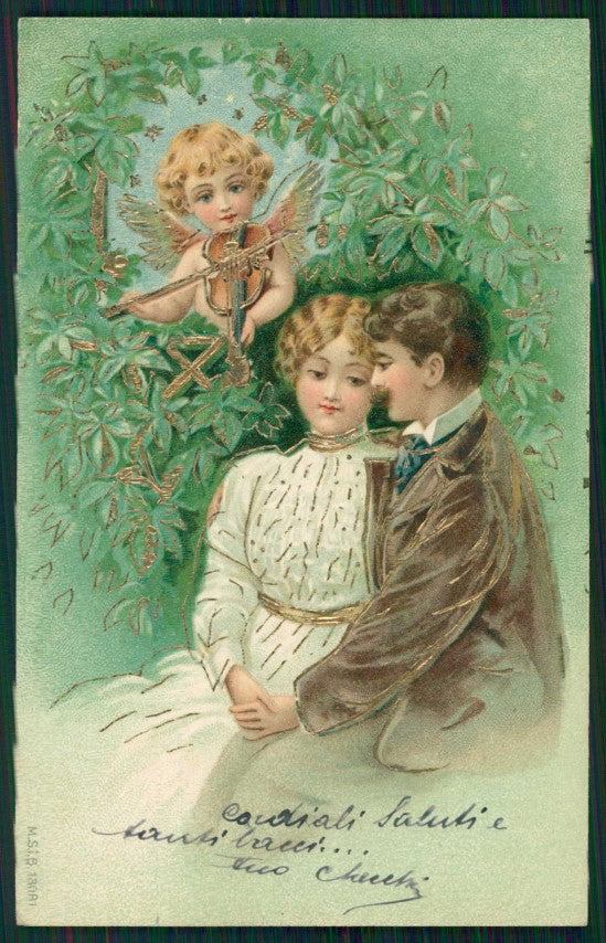 Artist Signed Romantic Couple M S i B serie 13081 STRAPPINI cartolina TC1172 – fronte
