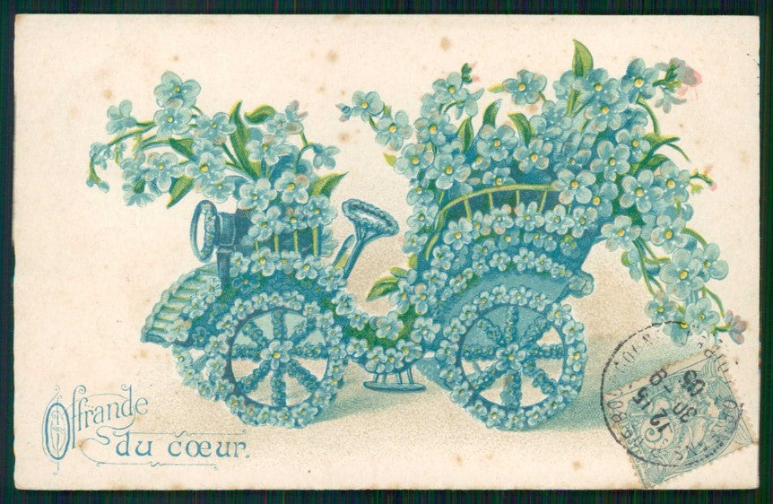 Artist Signed Myosotis Flowers Car cartolina TC1181 – fronte