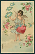 Artist Signed Cupid Myosotis Flowers M S i B serie 13617 cartolina TC1186 – fronte
