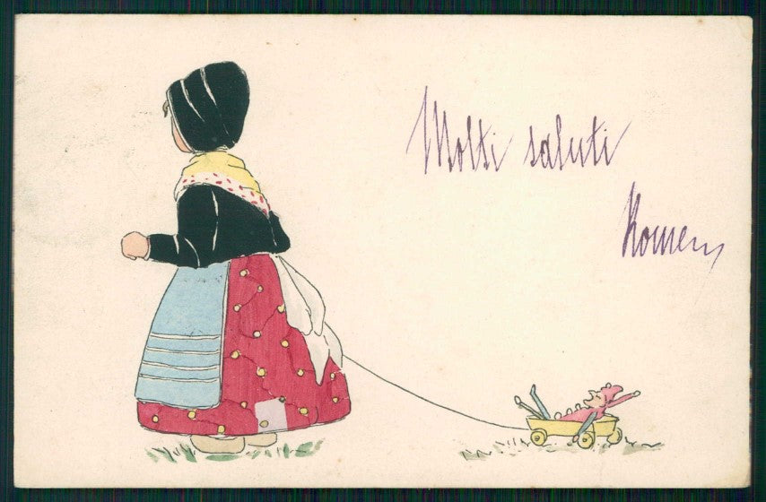 Artist Signed Dutch Girl Olandesini serie 502-1 cartolina TC1206 – fronte