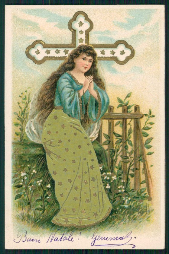 Artist Signed Christmas Lady Silk serie 178 cartolina TC1210 – fronte
