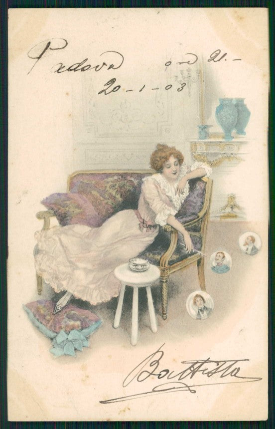 Artist Signed Viennoise Lady Theo Stroefer serie 206-15 PIEGHINE TC1217 – fronte