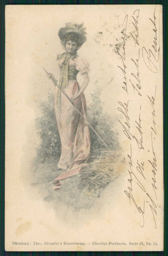 Artist Signed Viennoise Lady Theo Stroefer serie serie 66-10 cartolina TC1220 – fronte