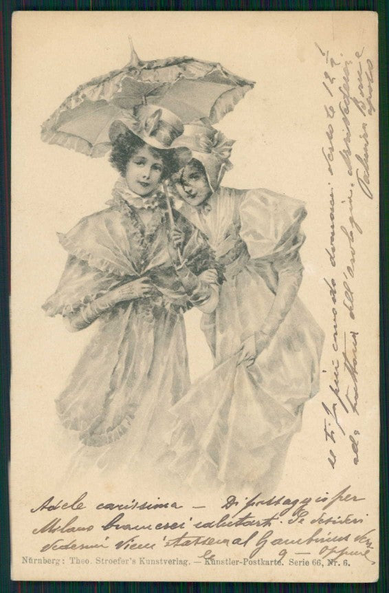Artist Signed Viennoise Lady Theo Stroefer serie 66-6 cartolina TC1225 – fronte