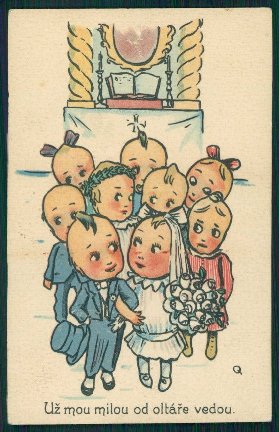 Artist Signed Czech Artist Children STRAPPINO cartolina TC1244 – fronte