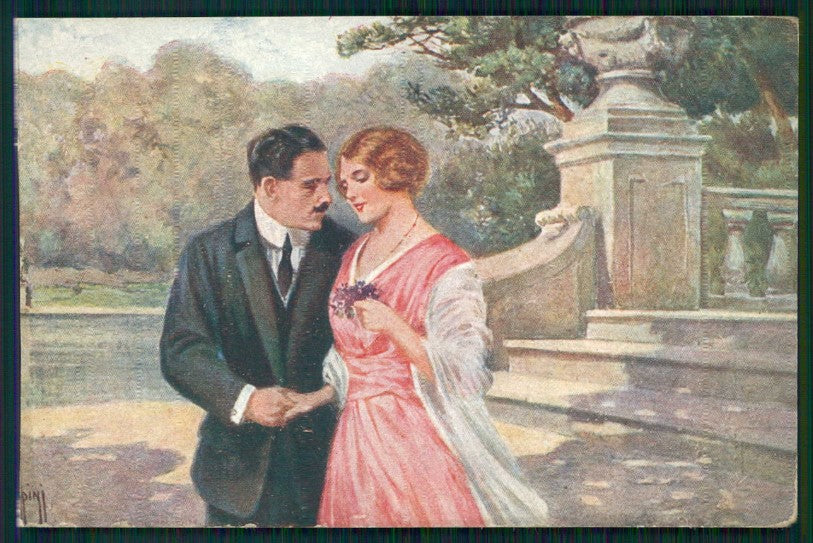 Artist Signed Rappini Couple serie 7021-4 TRIMMED RIFILATA cartolina TC1259 – fronte