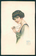 Artist Signed Rappini Glamour Fashion Lady serie 221-4 cartolina TC1264 – fronte
